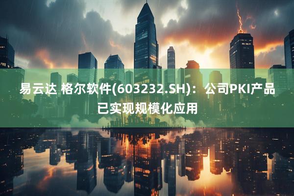 易云达 格尔软件(603232.SH)：公司PKI产品已实现规模化应用